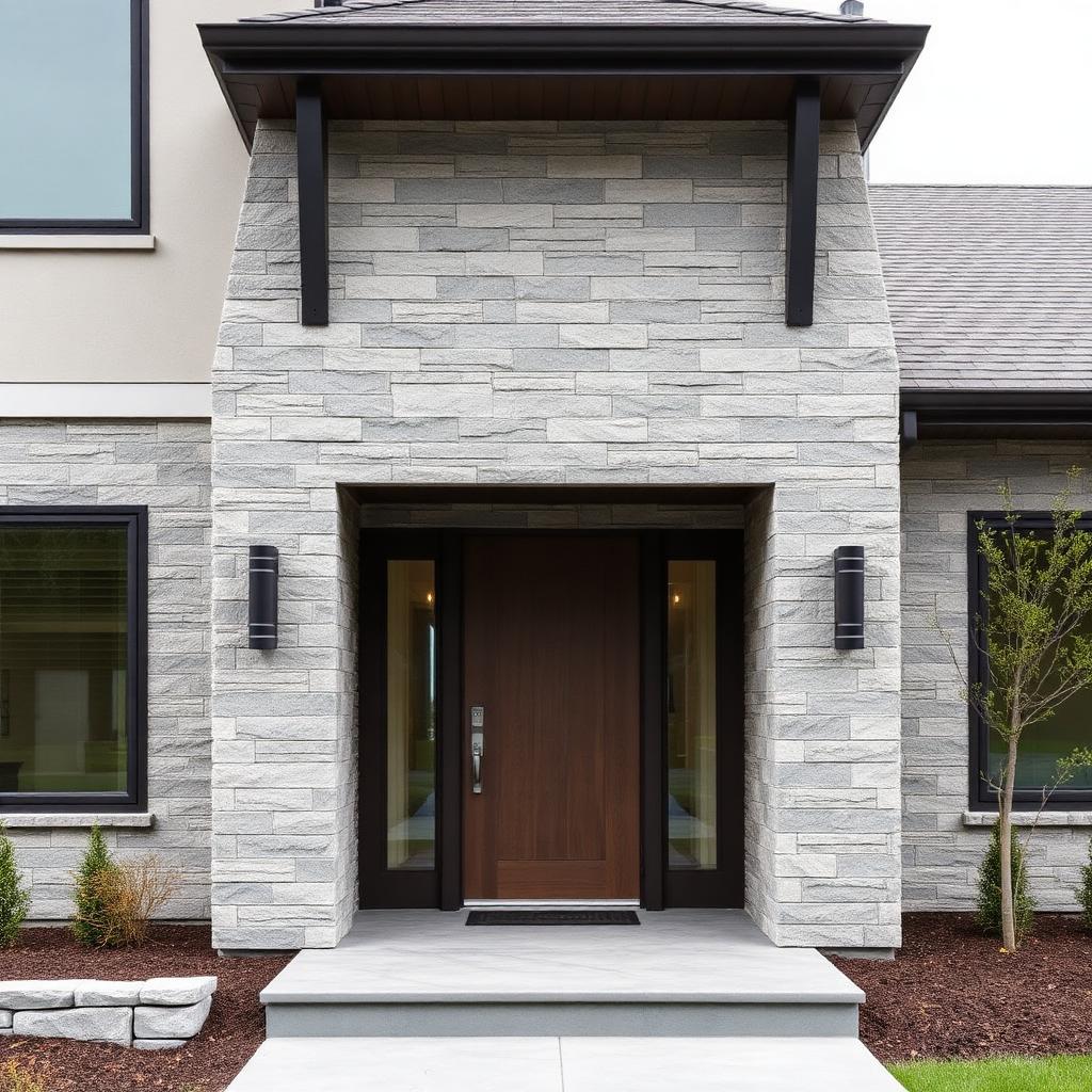 Façade en pierre naturelle — Maçonnerie · Lachine, QC · Ropak Construction